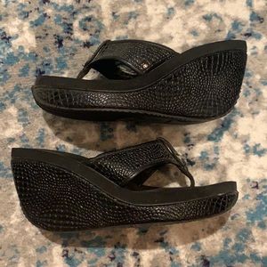 Black, size 6, Volatile Wedge Sandals. Originally $60, asking $20.